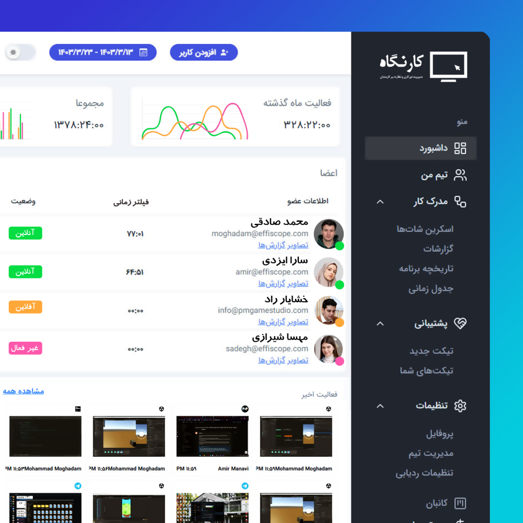 داشبورد_نرم‌افزار_مدیریت_دورکاری_و_نظارت_بر_کارمندان